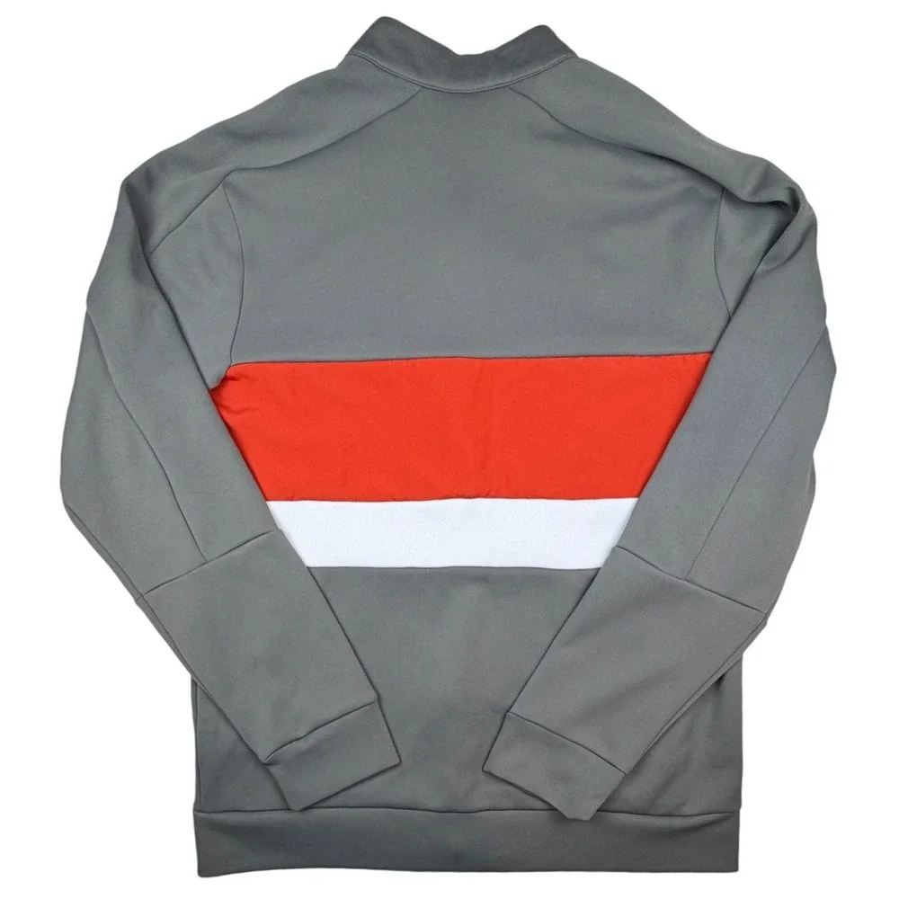 Nike Mens Dri-FIT Track Jacket Grey Orange White Colorblock Full Zip Soccer M